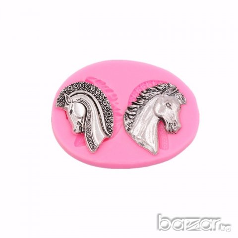 2 глави кон силиконов молд декорация и украса фондан шоколад торта шоколад