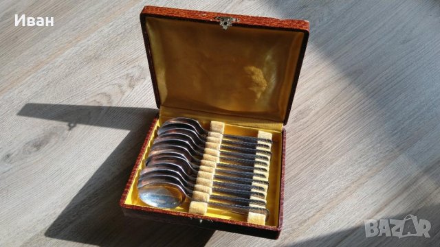 Пълен Комплект Дебело Посребърни Лъжички с Кутия - Маркови!