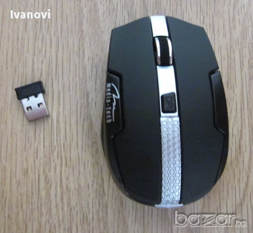 Безжична мишка, с висока резолюция 1800cpi и с миниатюрен (нано) приемник + алкални батерии, снимка 2 - Клавиатури и мишки - 10492567