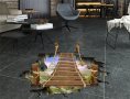 3D Въжен Висящ Мост стикер лепенка за под плочки стена , снимка 2