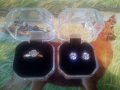 ПРОМО Нов годежен Позлатен с 18к злато дамски Пръстен + обеци с истински австралийски кристал