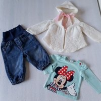Дънки жилетка и блузка 0-3 месеца, снимка 5 - Комплекти за бебе - 24493458