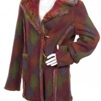 Ново шарено палто, вълна, S / М, брик, зелено, ефектно, снимка 1 - Палта, манта - 21034185