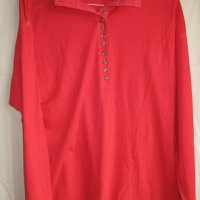 Червена блуза с копчета, памук., снимка 2 - Блузи с дълъг ръкав и пуловери - 23590770