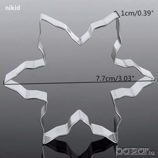 снежинка остри върхове метална форма резец за украса с фондан захарно тесто сладки и др., снимка 1