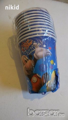 Мики Маус сини 10 бр картонени чаши парти рожден ден, снимка 2 - Чаши - 19433327