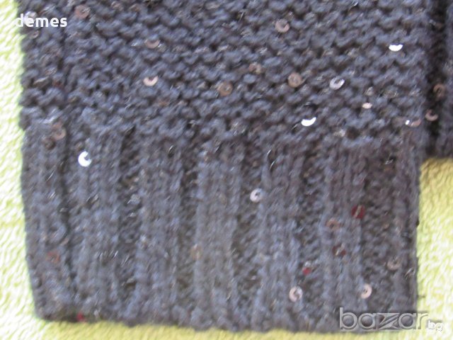  Черна машинно плетена блуза T A L L Y W E I J L, нова, размер Хs, снимка 10 - Блузи с дълъг ръкав и пуловери - 9815387