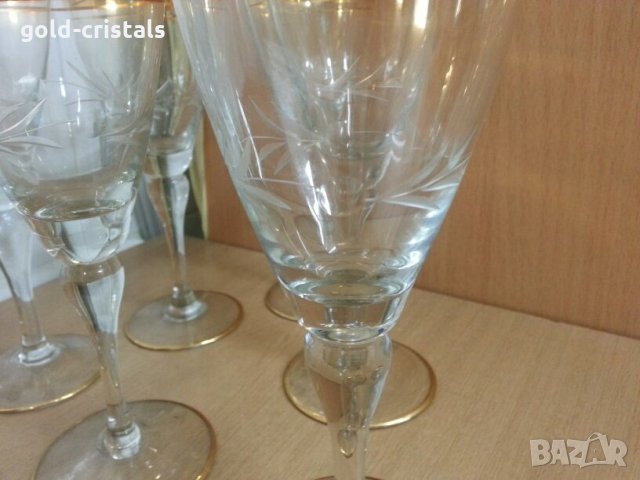 Ретро стъклени чаши за вино с много позлата, снимка 12 - Антикварни и старинни предмети - 22383019