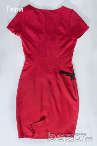 Червена рокля с къси ръкави марка KarteS - M, снимка 6 - Рокли - 18336322