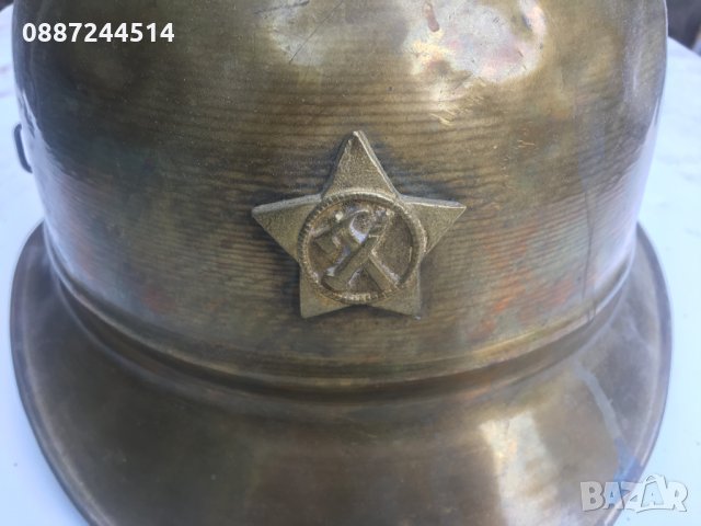 Пожарникарска ретро стара месингова каска, снимка 3 - Други - 26159390