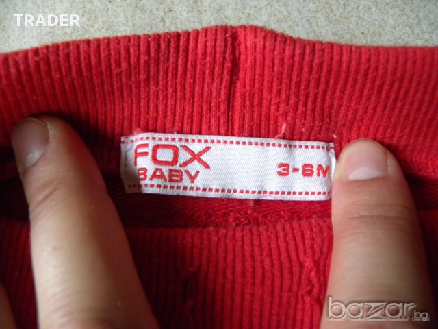 Бебешки анцунг Fox baby 3-6м, червен , снимка 4 - Панталони и долнища за бебе - 12373617