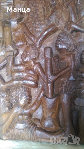 Африканска дърворезба пано, снимка 2 - Антикварни и старинни предмети - 22479980