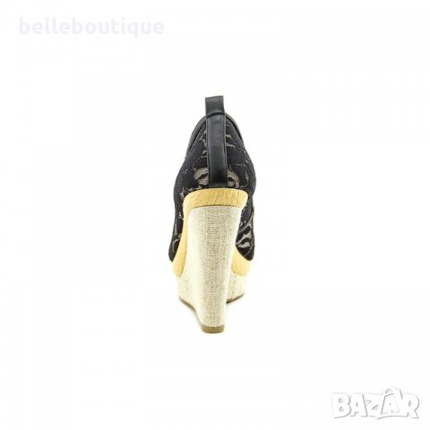 Италиански стилни обувки с платформа и черна дантела, снимка 4 - Дамски елегантни обувки - 24396349