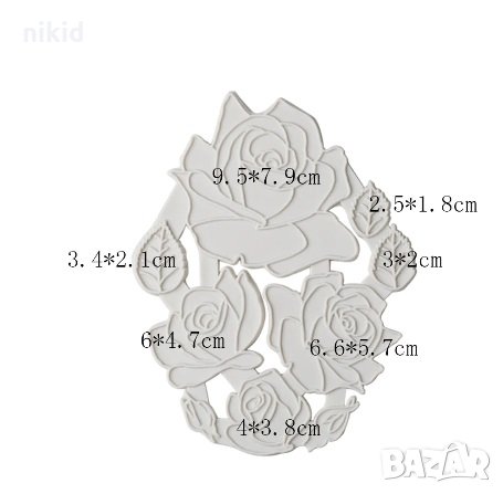 4 релефни контур рози с листа силиконов молд щампа печат форма за торта украса фондан, снимка 2 - Форми - 26071309