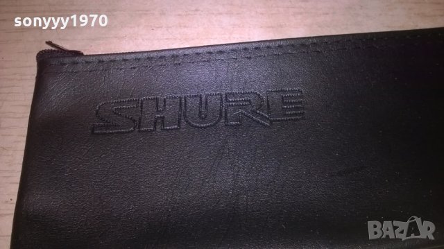 shure-кожен калъф с цип за профи микрофон-21х10см, снимка 2 - Микрофони - 24920149