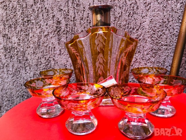 Кристален сервиз за алкохол Бохемия от 1900 г., снимка 2 - Сервизи - 22910027