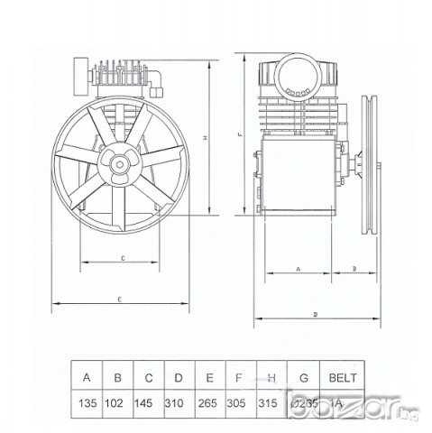 Глава за компресор AH-30 335 L/m , снимка 2 - Друго търговско оборудване - 11757643