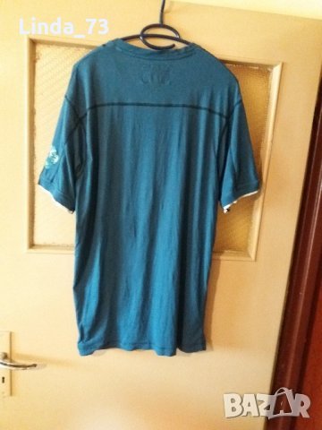 Мъж.тениска-"ANGELO LITRICO"-C&A,цвят-тюркоазено синьо+бяло. Закупена от Германия., снимка 2 - Тениски - 21859060