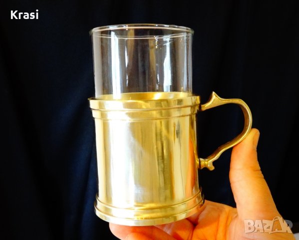  Масивни бронзови чаши 200 мл.,плюс стъклена чаша. , снимка 3 - Антикварни и старинни предмети - 24836414