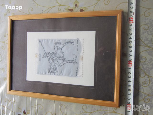 Уникална авторска картина Рицар върху тъкана каприна , снимка 2 - Картини - 25407670
