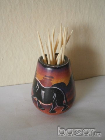 Декоративна поставка за клечки за зъби от сапунен камък, снимка 2 - Декорация за дома - 8047918