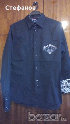  Мъжка модерна наситено черна риза-СООВ СAT, снимка 4 - Блузи - 21034189