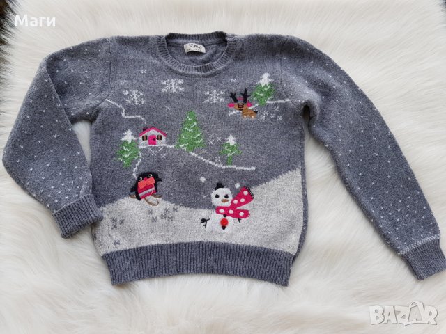  Коледен пуловер Next 6-7 години, снимка 4 - Други - 23339033