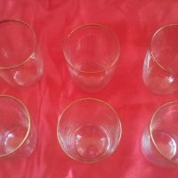 Чаши за безалкохолно тънко оцветено стъкло със златни кантове 6 бр, снимка 5 - Чаши - 25136029
