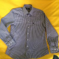 Polo Ralph Lauren USA М мъжка официална риза оригинал черно и бяло райе, снимка 3 - Ризи - 20866232