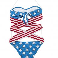 ADIDAS ORIGINALS JEREMY SCOTT USA FLAG AND STARS PRINT Дамски Бански size M, снимка 3 - Бански костюми - 6449536