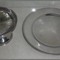Комплект алпака : метална чиния(поднос) + метална чаша за сладолед, снимка 2 - Чаши - 23345447