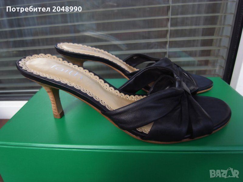 Продавам елегантни дамска чехли на ток, черни, марка Faith номер 36/36.5, снимка 1