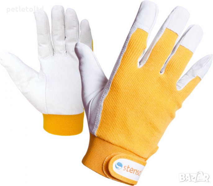 Ръкавици с 5 пръста, агнешка кожа и памучно трико, снимка 1