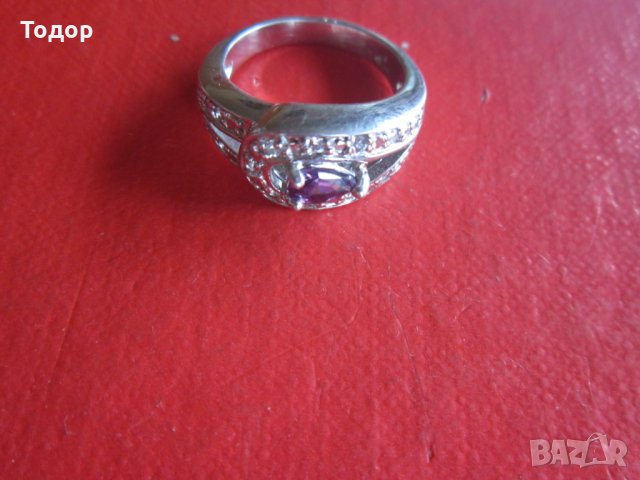 Страхотен посребрен  пръстен  с аметист, снимка 4 - Пръстени - 23705881