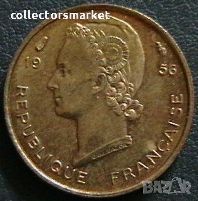 5 франка 1956, Френска Западна Африка, снимка 2 - Нумизматика и бонистика - 26015469