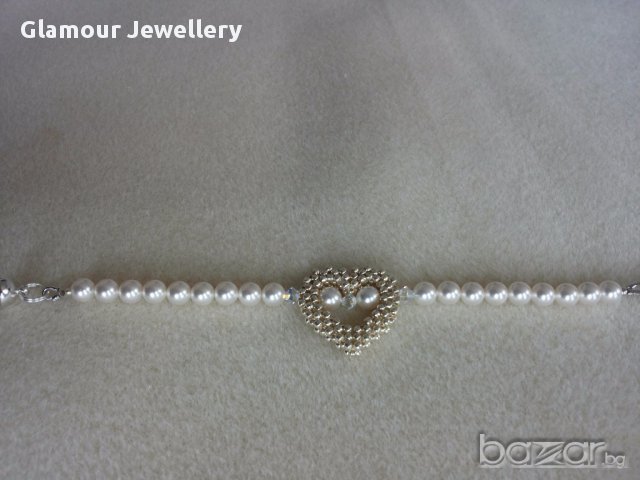 Перлена гривна сърце, снимка 6 - Гривни - 13473596