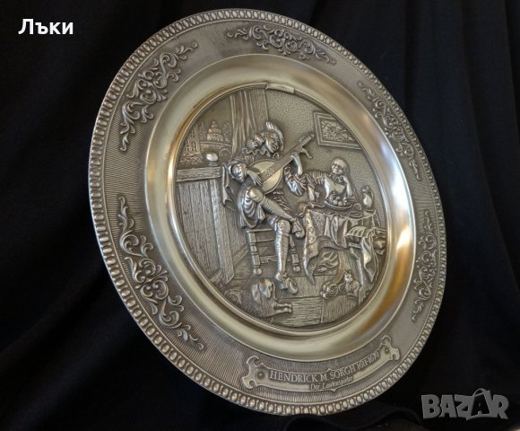 WMF чиния,пано от калай с релефна картина от 17 в. , снимка 4 - Антикварни и старинни предмети - 25843370
