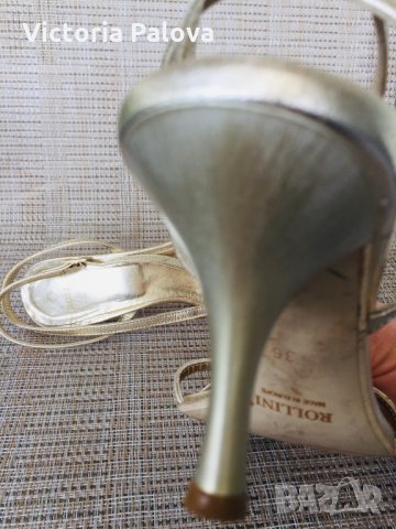 Златисти кожени сандали ROLLINI, снимка 5 - Сандали - 25194213