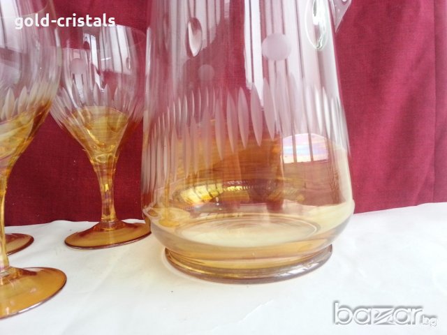 Стъклена кана и стъклени чаши , снимка 15 - Антикварни и старинни предмети - 19994482
