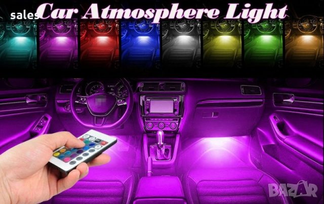 4 бр. светодиодни ленти с 8 цвята и дистанционно за интериорно осветление на купе., снимка 4 - Аксесоари и консумативи - 21931627