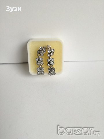 Сребърни висящи  обеци с цирконий  - сребро проба 925, снимка 3 - Обеци - 16062647
