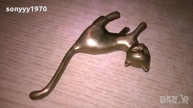 масивно коте-мед/месинг-10х8х2см-внос швеицария, снимка 2 - Антикварни и старинни предмети - 22466294