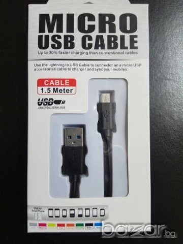 Микро USB кабел,мобилен телефон,смартфон, таблет, снимка 11 - USB кабели - 17915237