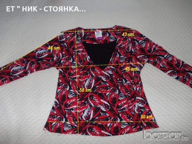 Блуза в червено с черно боди L, XL размер, снимка 4 - Блузи с дълъг ръкав и пуловери - 19063948