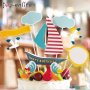 Happy Birthday Морски лодка чайки  топер клечки за парти рожден ден торта декор, снимка 1 - Други - 21546372
