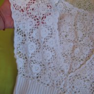 лятна блуза плетиво БЯЛА размер М къс ръкав, снимка 3 - Блузи с дълъг ръкав и пуловери - 15065227