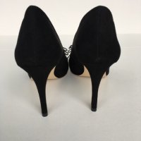 Елегантни черни велурени обувки Kurt Geiger номер 37 и номер 40, снимка 5 - Дамски обувки на ток - 24280076