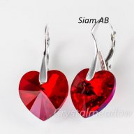 Сваровски - разкошни сребърни обеци Heart Swarovski - 14мм, снимка 5 - Обеци - 10138747