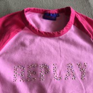 Детска блуза REPLAY оригинал,  3/4 ръкав, 134см, надпис с камъчета, снимка 2 - Детски Блузи и туники - 17803072