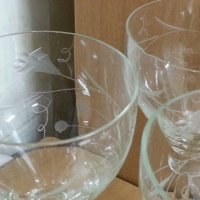 Ретро кристални чаши за вино гравирани, снимка 5 - Антикварни и старинни предмети - 22192484